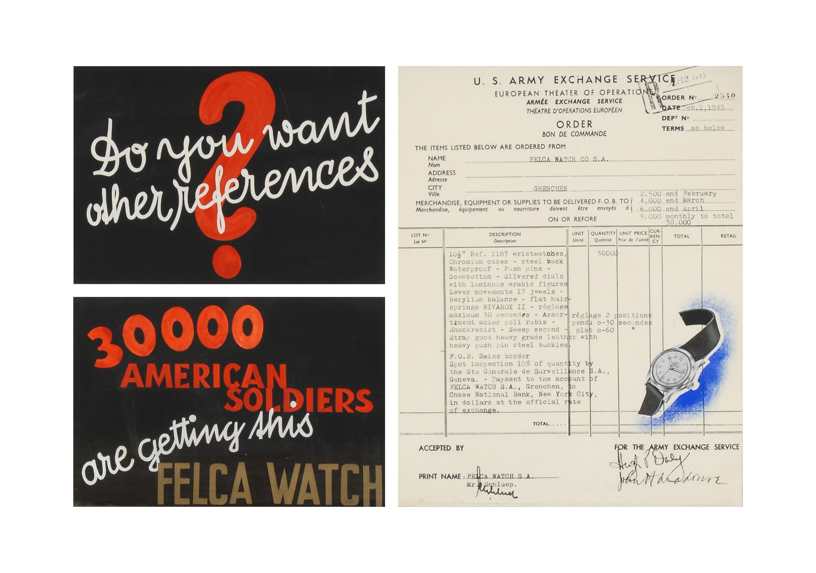 The Schluep family earned an exclusive order from the US Army for 30,000 watches.